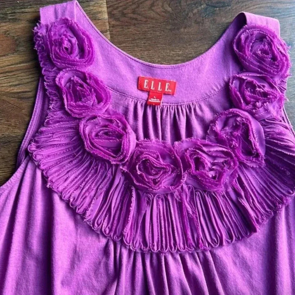 ELLE Tank Top Purple | Purple Tank Top | Tank Top with Flower Details | Floral - Picture 7 of 9